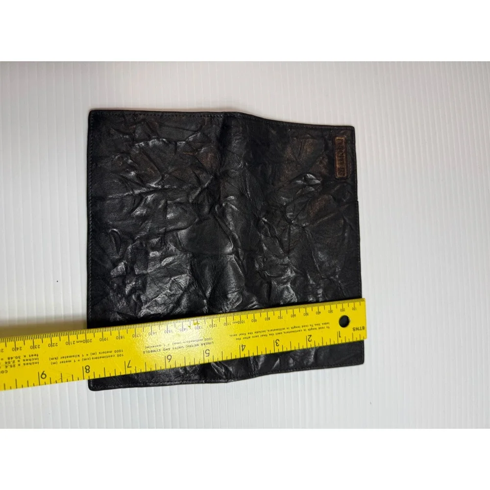 AMORNI‎ Black Leather Wrinkled Slim Bifold Wallet Organizer